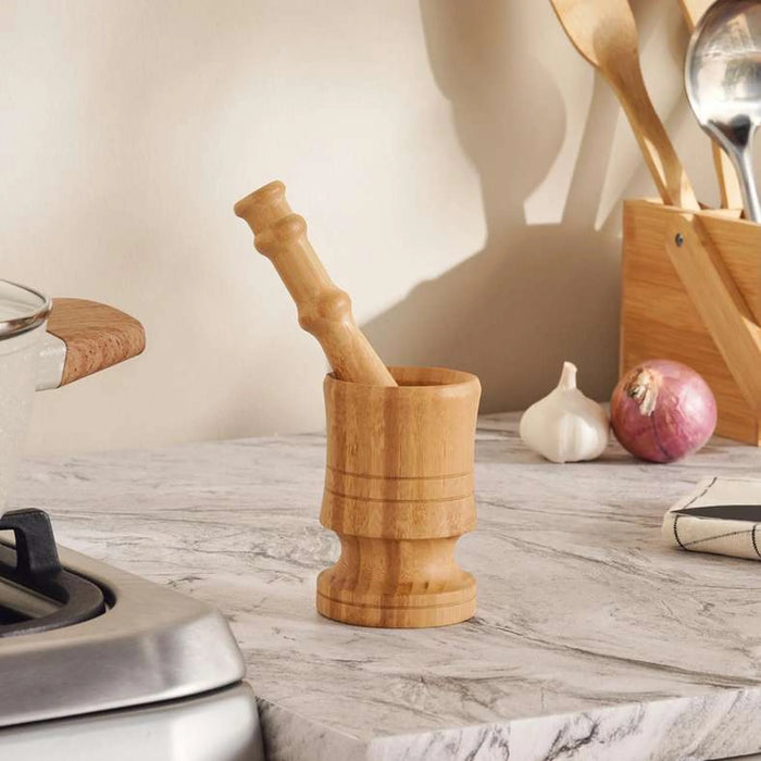 Natura Bamboo Mortar & Pestle Dia8X12Cm -Natural