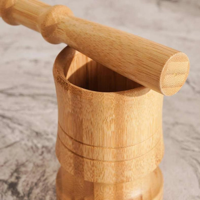 Natura Bamboo Mortar & Pestle Dia8X12Cm -Natural