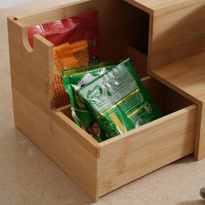 Natura Bamboo Mug Stand With Tea Bag Coffee Capsule Storage 15Cm - Natural Pan Home