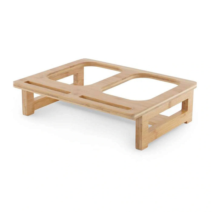 Natura Dual Rectangular Food Warmer With Bamboo Stand 3.3L - White