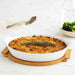 Natura Oval Baking Dish With Bamboo Base 1.4L- White Pan Home