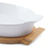 Natura Oval Baking Dish With Bamboo Base 1.4L- White Pan Home