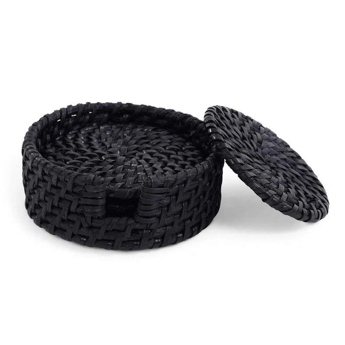 Natura Rattan 4-Piece Coaster Dia11X1Cm - Black Pan Home