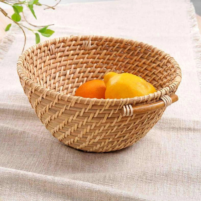 Natura Rattan Basket With Handle - Natural Pan Home