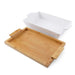 Natura Rectangular Baking Dish With Bamboo Lid 2.2L- White Pan Home