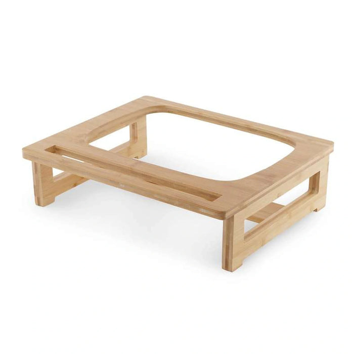 Natura Rectangular Food Warmer With Bamboo Stand 3L - White