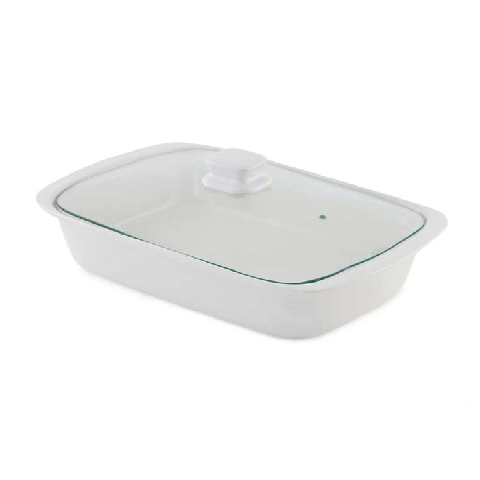 Natura Rectangular Food Warmer With Bamboo Stand 3L - White