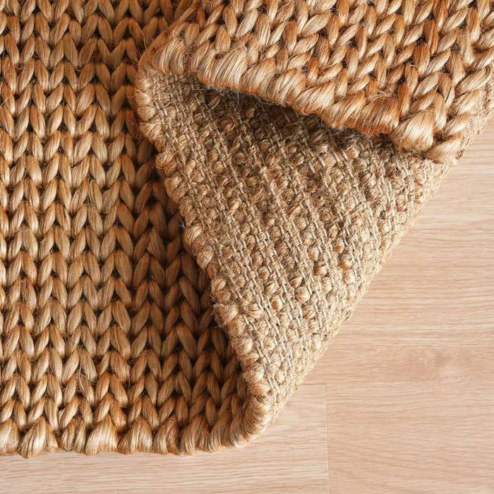 Natural Braid Handwoven Jute And Hemp Dhurrie 60X90Cm - Natural Pan Home