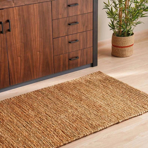 Natural Braided Jute And Hemp Hand Woven Dhurrie 90X150Cm - Natural Pan Home