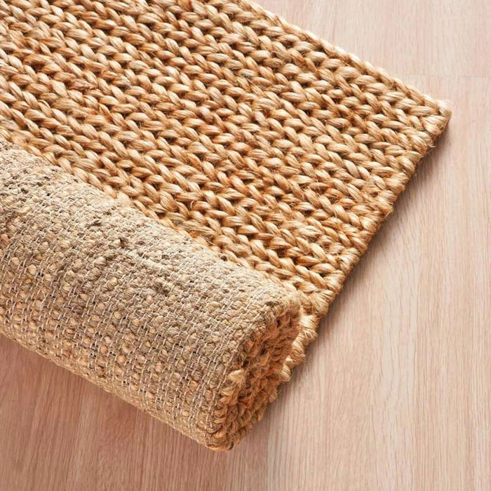 Natural Braided Jute And Hemp Hand Woven Dhurrie 90X150Cm - Natural Pan Home