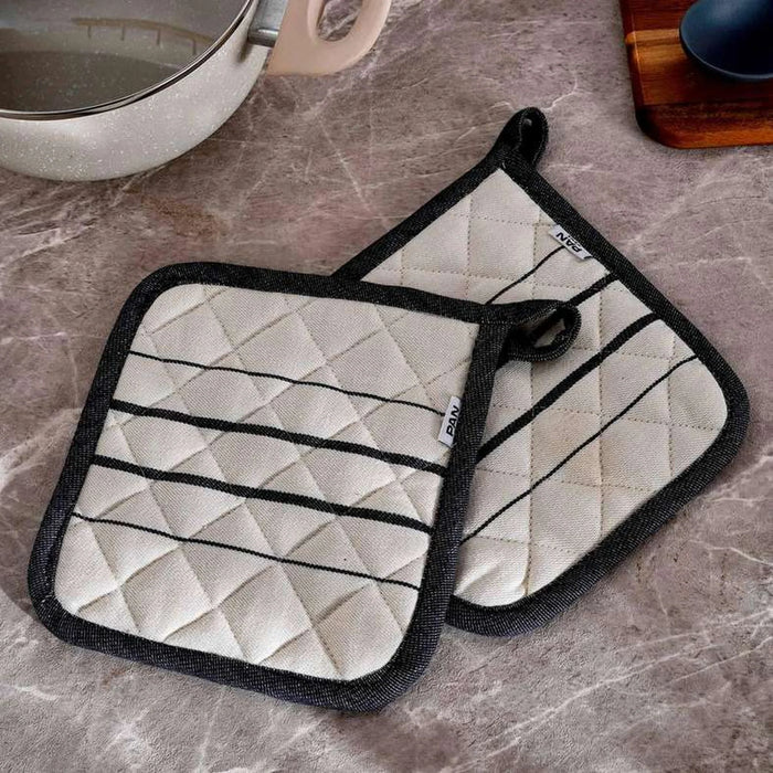 Nayara Stripe 2Piece Pot Holder Set 20X20Cm - Black