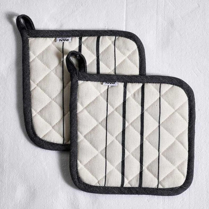 Nayara Stripe 2Piece Pot Holder Set 20X20Cm - Black