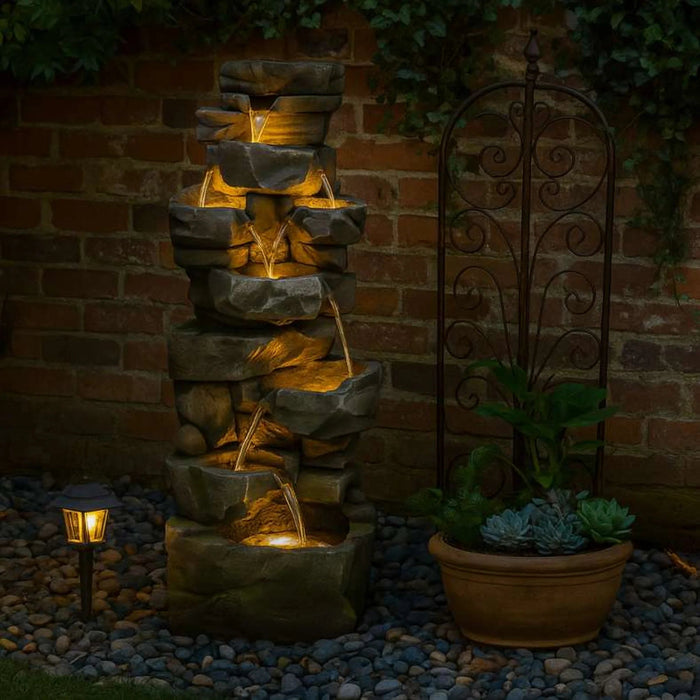 Nebraska Polyresin Fountain 55X41X147Cm- Grey Pan Home