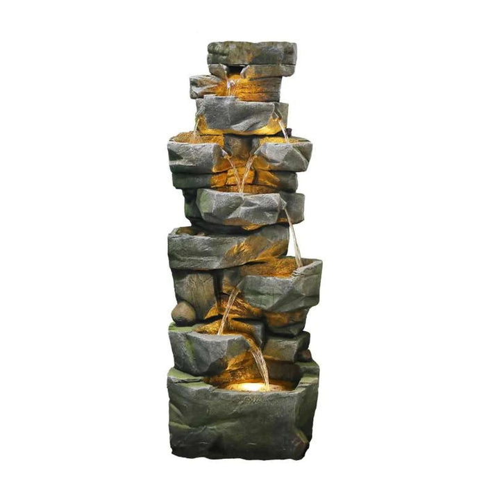 Nebraska Polyresin Fountain 55X41X147Cm- Grey Pan Home