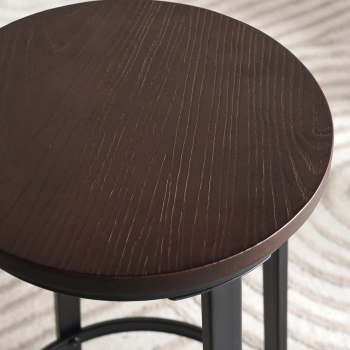 Neklan Bar Stool Wood - Dark Brown Pan Home