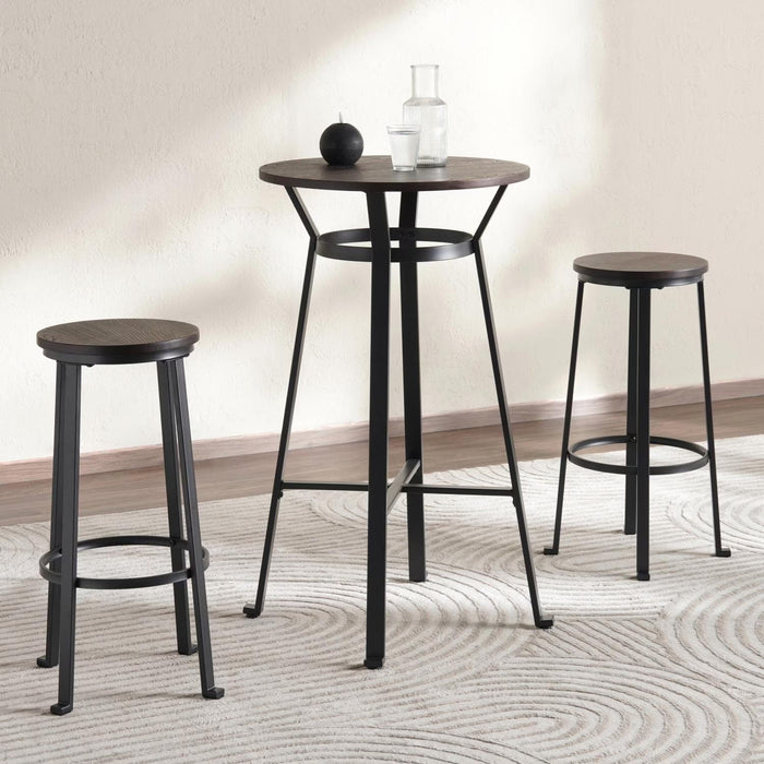 Neklan Bar Stool Wood - Dark Brown Pan Home