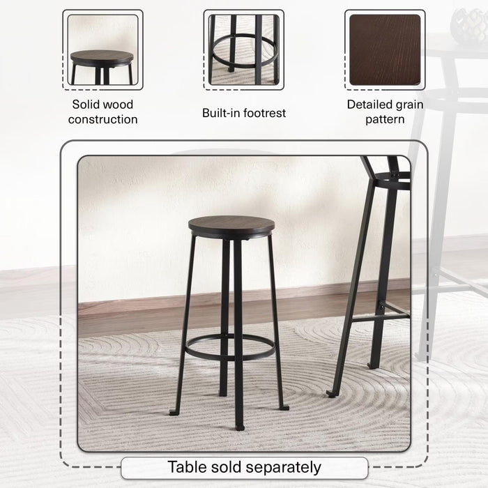 Neklan Bar Stool Wood - Dark Brown Pan Home