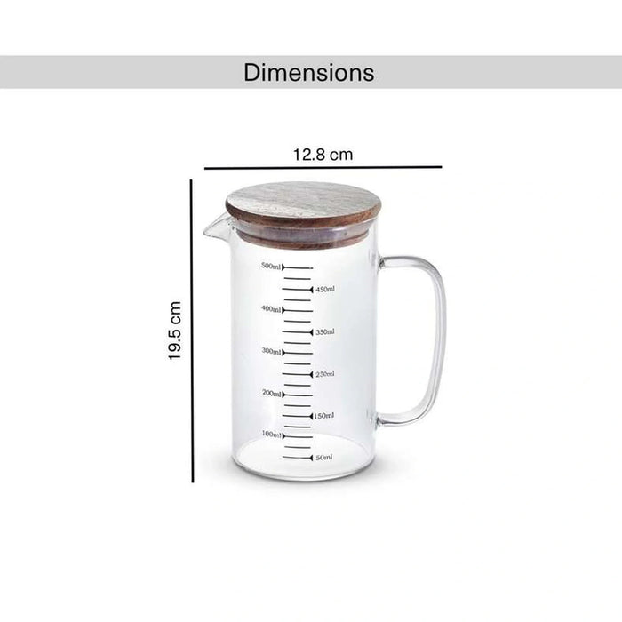 Neoflam Borosilicate Glass Measuring Mug With Lid 1L -Clear Pan Home
