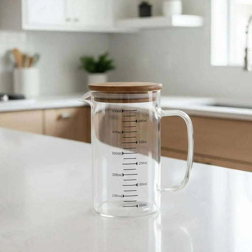 Neoflam Borosilicate Glass Measuring Mug With Lid 500Ml -Clear Pan Home