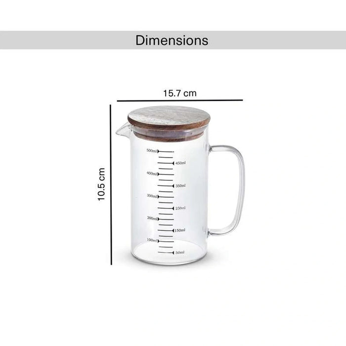 Neoflam Borosilicate Glass Measuring Mug With Lid 500Ml -Clear Pan Home