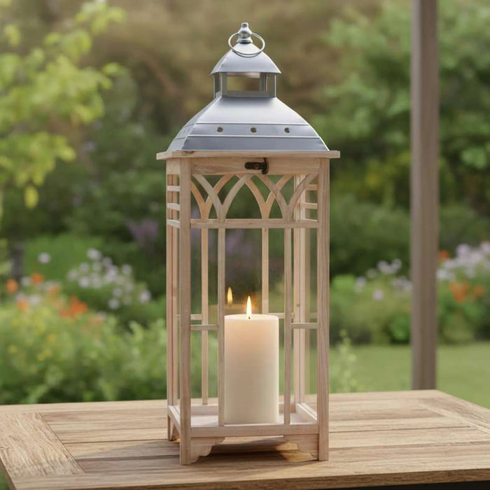 Neoma Wooden Lantern 30X30X82Cm - Natural
