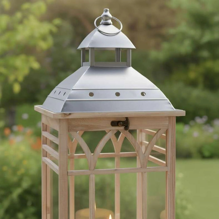 Neoma Wooden Lantern 30X30X82Cm - Natural