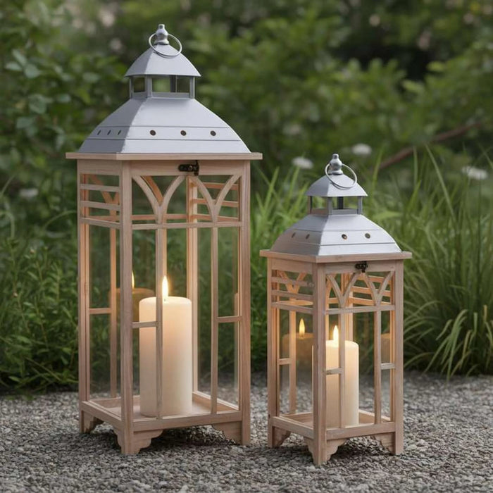 Neoma Wooden Lantern 30X30X82Cm - Natural