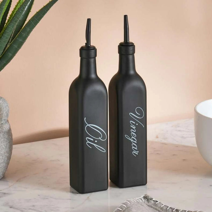 Neron 2-Piece Oil & Vinegar Bottle 550Ml - Black