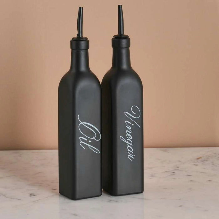 Neron 2-Piece Oil & Vinegar Bottle 550Ml - Black