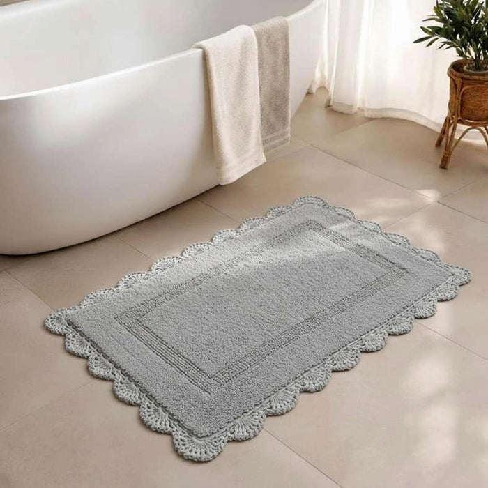 Nest Crochet Reversible Cotton Bathmat 60X90Cm - Grey