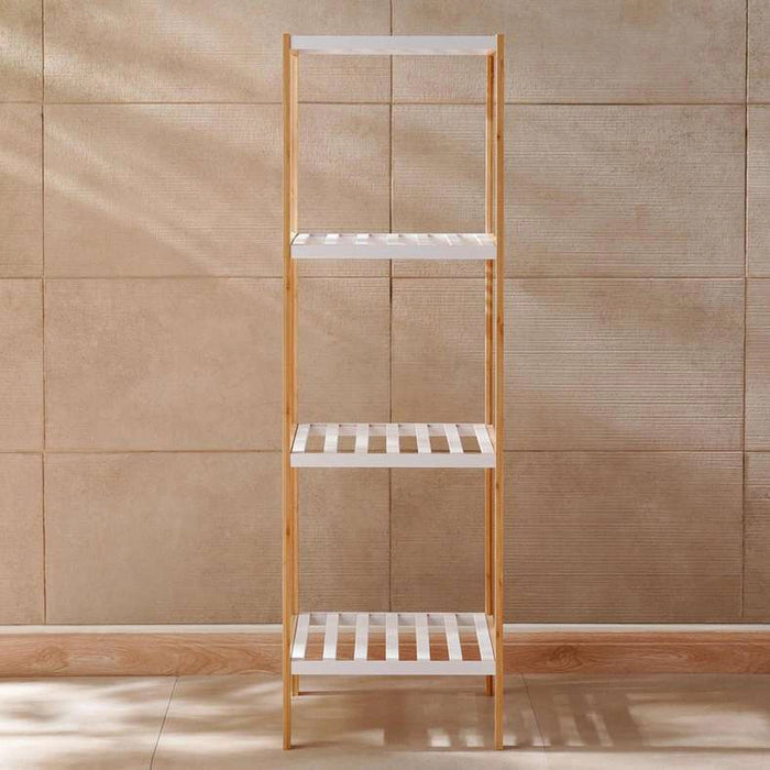 Newton 4-Tier Bamboo Bath Shelf - White Pan Home