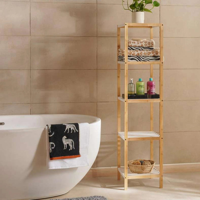 Newton 5-Tier Bamboo Bath Shelf 140Cm - White Pan Home