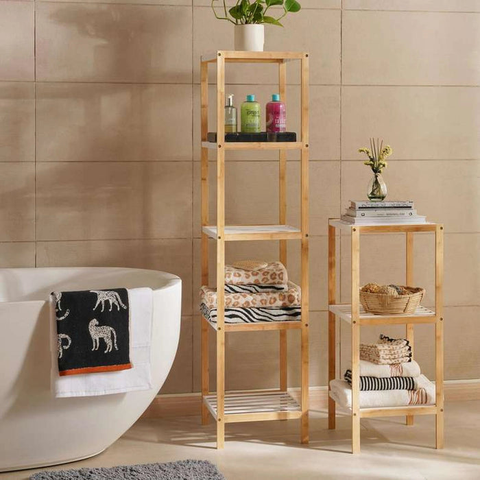 Newton 5-Tier Bamboo Bath Shelf 140Cm - White Pan Home
