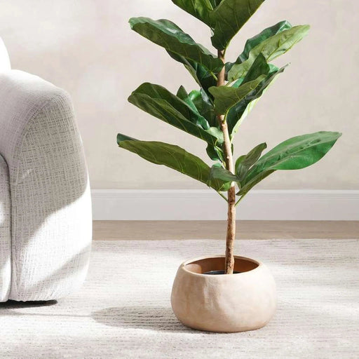 Nico Stoneware Planter With Gold Finish 27X27X16.5Cm - Beige Pan Home