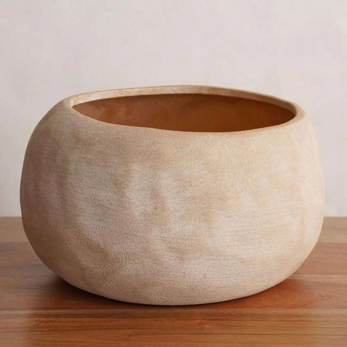 Nico Stoneware Planter With Gold Finish 27X27X16.5Cm - Beige Pan Home