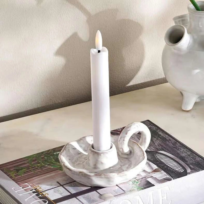 Nigel Ceramic Taper Candle Holder 13X10.5X4.5Cm - Grey