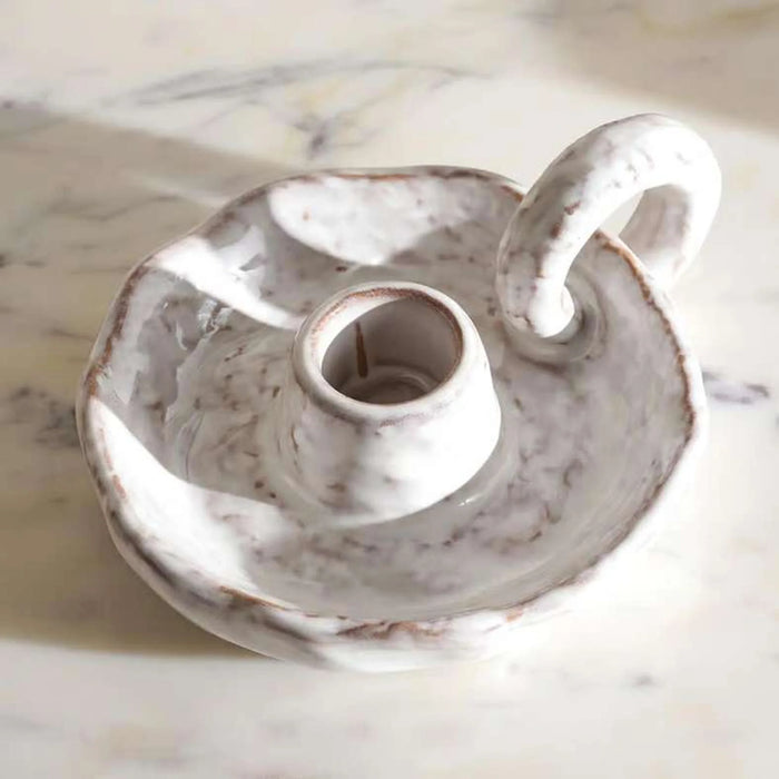 Nigel Ceramic Taper Candle Holder 13X10.5X4.5Cm - Grey