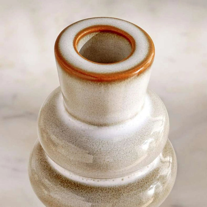 Niva Ceramic Taper Candle Holder 6.5X6.5X16Cm - Beige