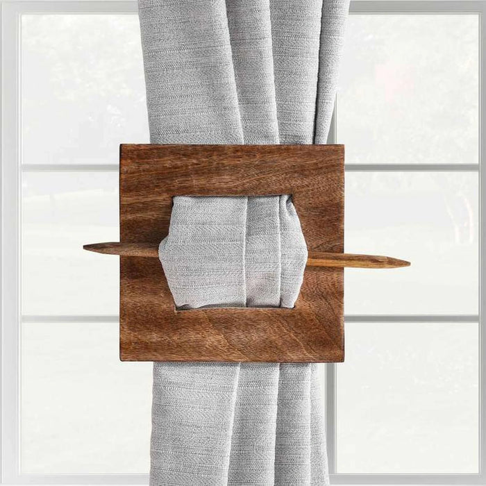 Noah Square Wooden Tie Back-17Cm- Natural