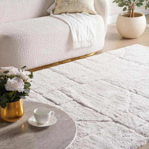 Norman Modern Tufted Velvet Touch Rug 160X230Cm - Ivory Pan Home