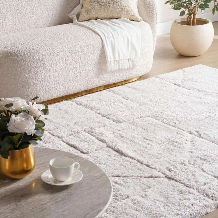 Norman Modern Tufted Velvet Touch Rug 160X230Cm - Ivory Pan Home