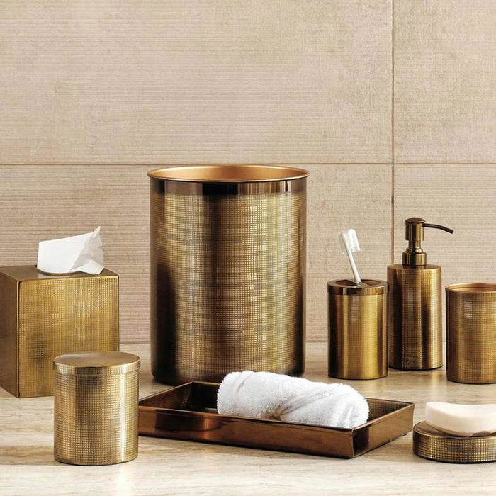Norwell Metal Waste Bin 20X20X25Cm -Antique Gold Pan Home