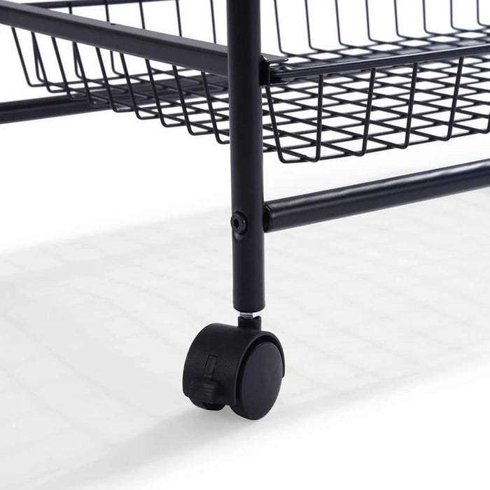 Notica 3-Tier Kitchen Trolley With Board - Black Pan Home