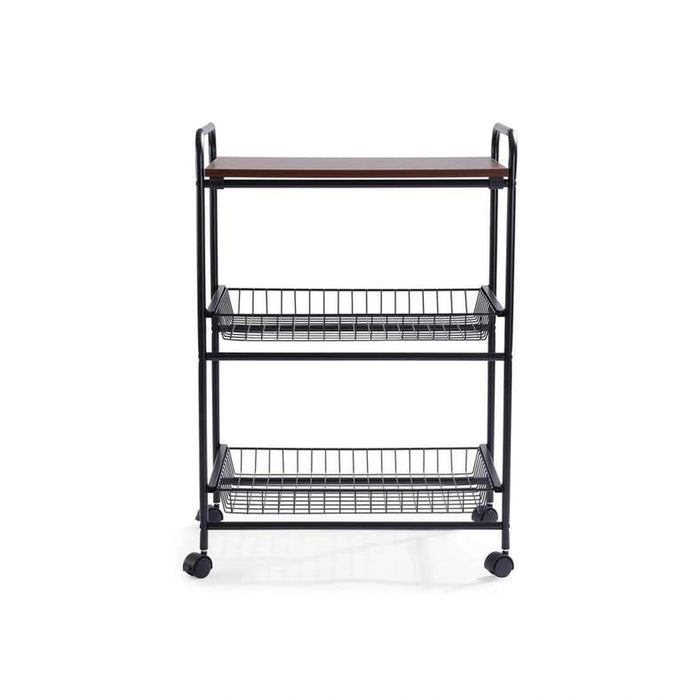 Notica 3-Tier Kitchen Trolley With Board - Black Pan Home