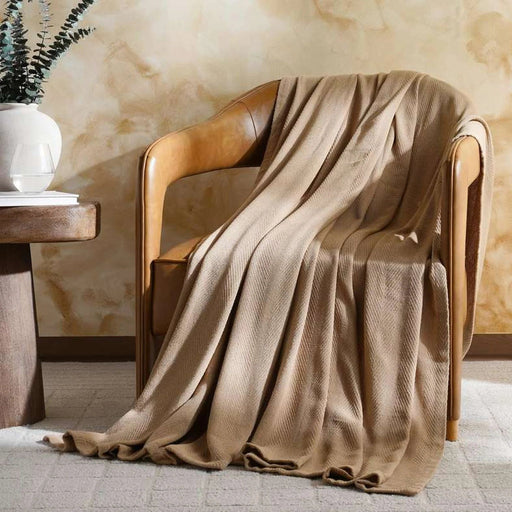 Nova Herringbone Cotton Blanket-150X200- Beige Pan Home