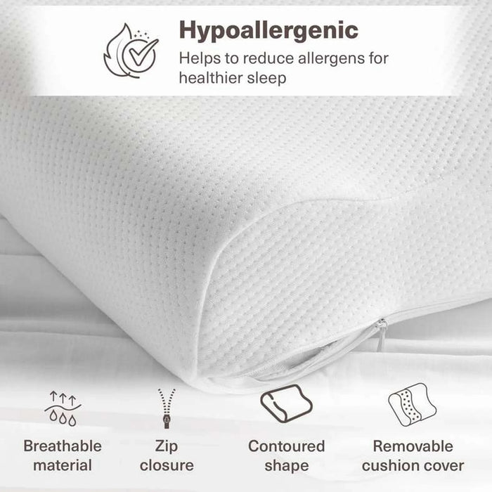 Novera Contour Memory Foam Pillow 40X60X11Cm - White