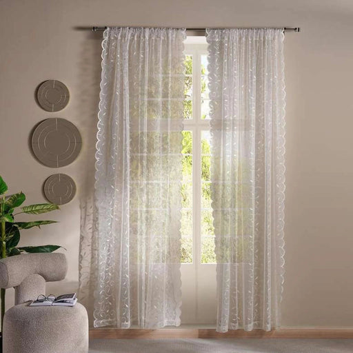 Nysha Lace 2 Piece Curtain Set 150X240Cm - Cream Pan Home