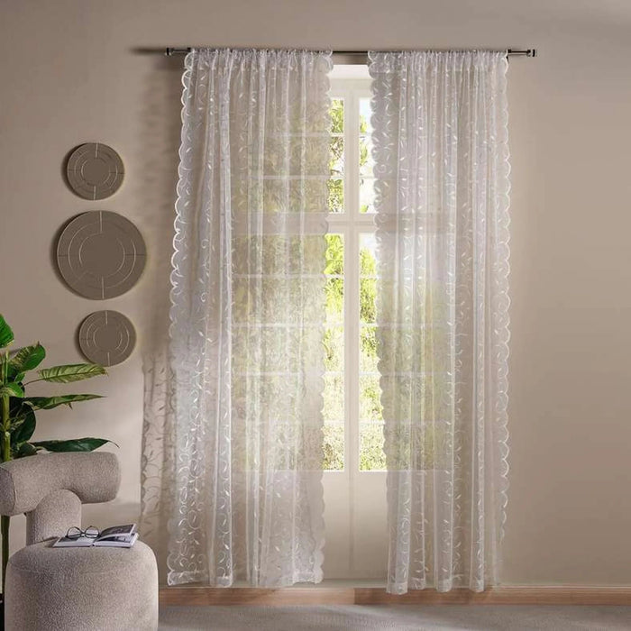 Nysha Lace 2 Piece Curtain Set 150X240Cm - Cream Pan Home