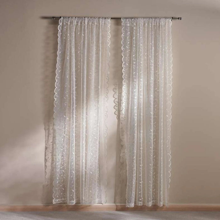 Nysha Lace 2 Piece Curtain Set 150X240Cm - Cream Pan Home