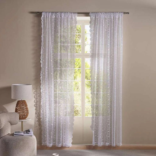 Nysha Lace 2 Piece Curtain Set 150X240Cm - White Pan Home